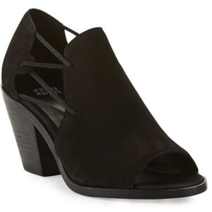 $235‎ NIB Eileen Fisher Nikki Nu Tumbled Nubuck Blk Peep Toe Block Heel Shoe 10M